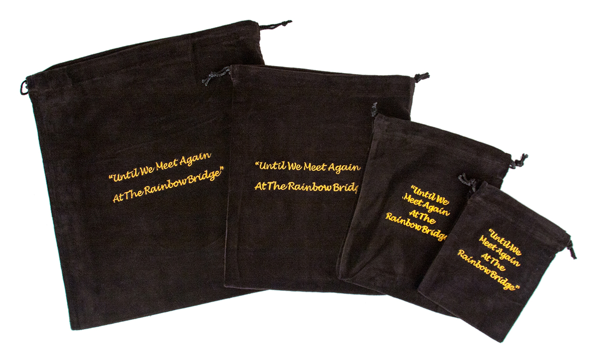 10 x Cremains Bags - Black (Rainbow Bridge Embroidery) - Click Image to Close