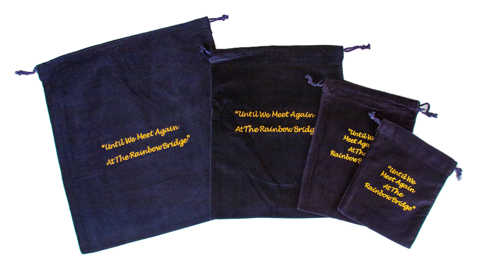 10 x Cremains Bags - Blue (Rainbow Bridge Embroidery) - Click Image to Close