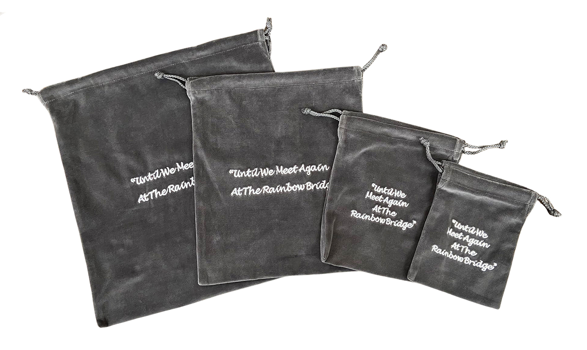 10 x Cremains Bags - Gray (Rainbow Bridge Embroidery)